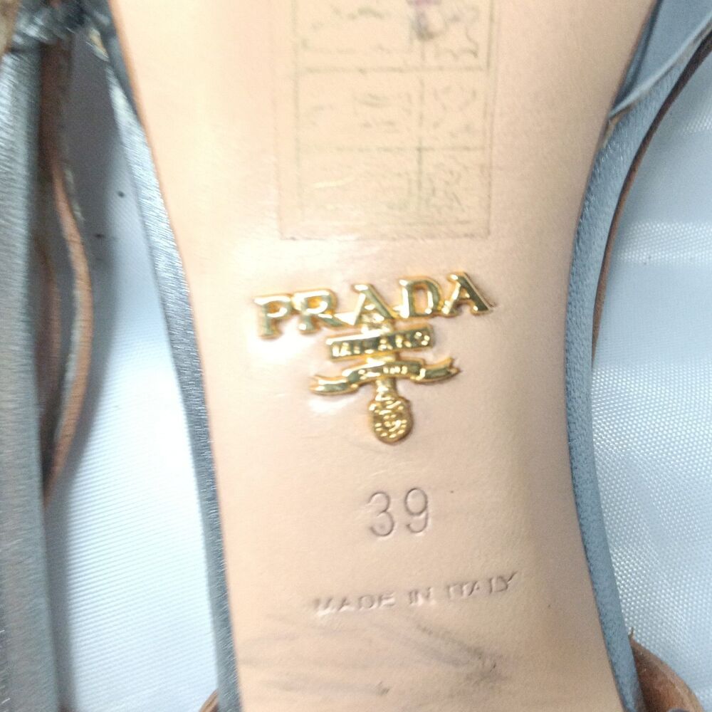 Vintage Prada Shoes Size 39 Heels Platform Sandals Silver - Picture 8 of 10